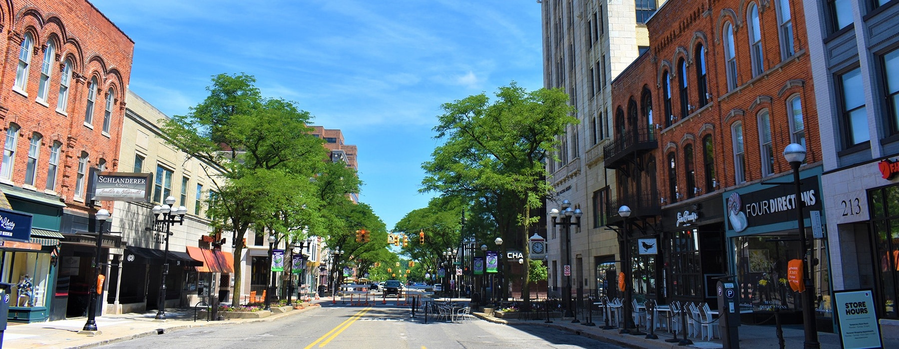 view of wide streets with spacious retail environments